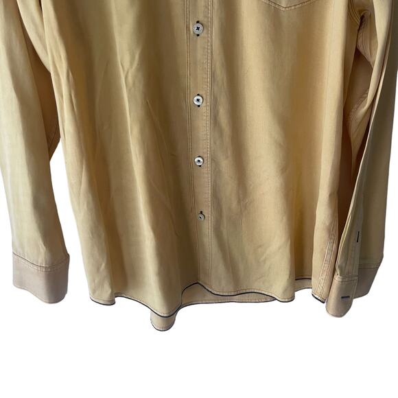 Tommy Bahama Island Crafted Vintage 90s Yellow Tencel Long Sleeve Button Up - Picture 3 of 10